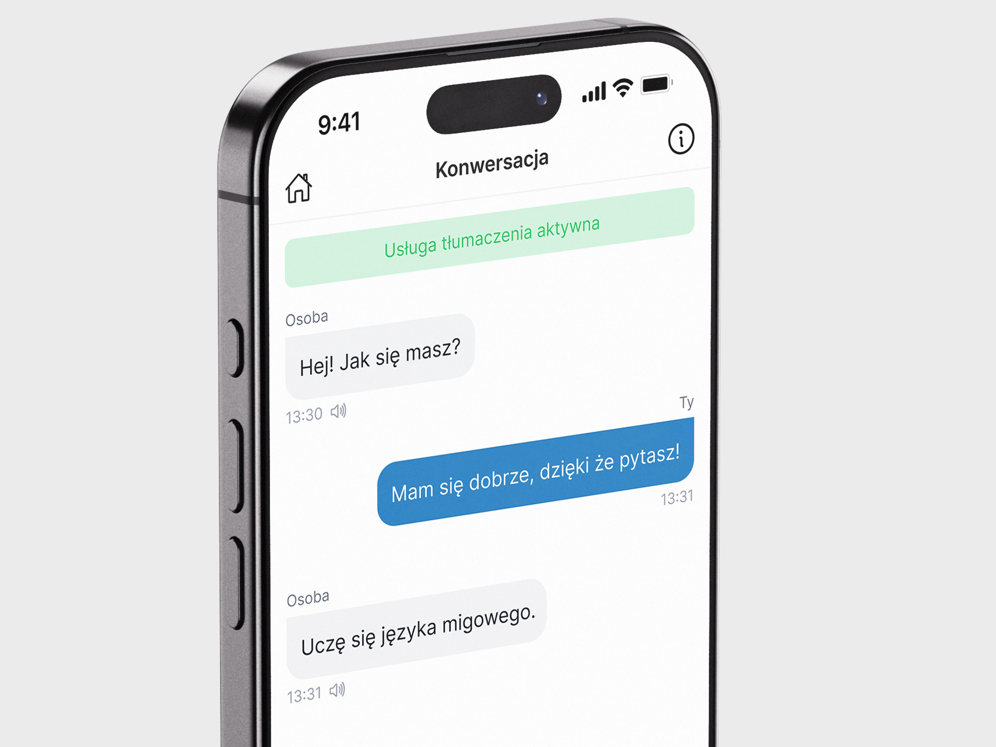 Ekran aplikacji MigAI – widok boczny